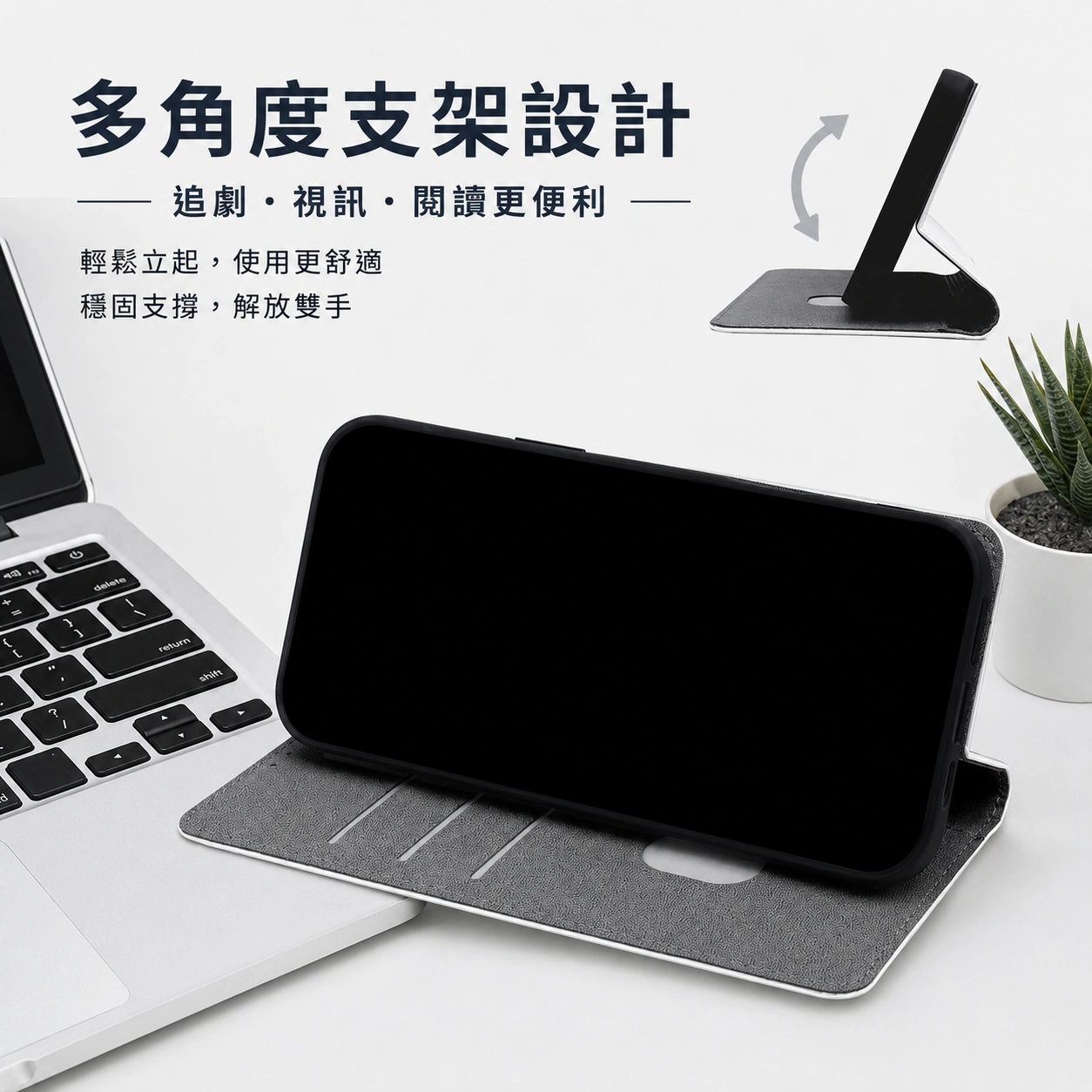 客製化 PU 皮革翻蓋卡夾手機殼,可印製照片、插畫或 AI 圖,具備卡槽收納、柔軟 TPU 內殼與橫向支架功能。