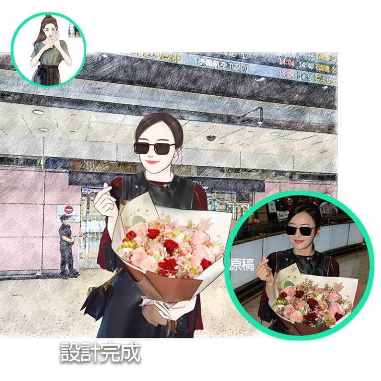 G 款寫實似顏繪照片卡通畫作品範例 3