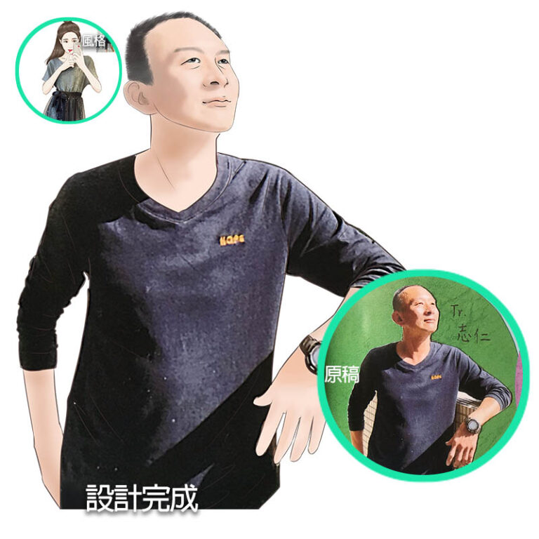 G 款寫實似顏繪照片卡通畫作品範例 1