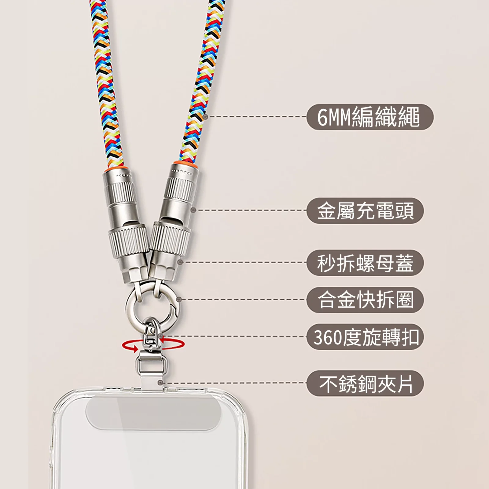 快充二合一掛繩數據傳輸編織繩 (7) | 創意PP熊|客製化手機殼專家