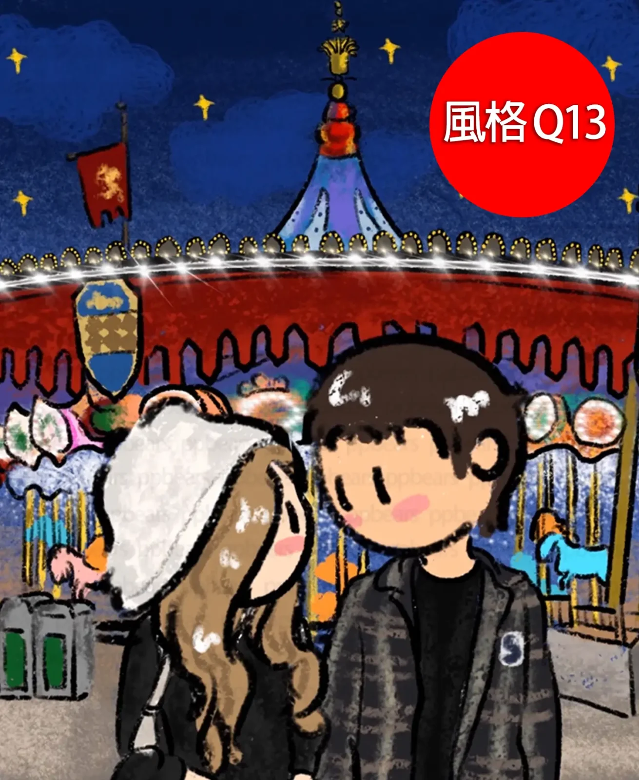 似顏繪-蠟筆風照片卡通化似顏繪Q版可愛風格 Q13
