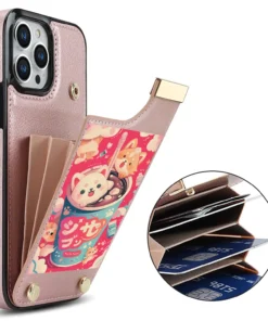 來圖客製化 粉色 卡槽皮質殼