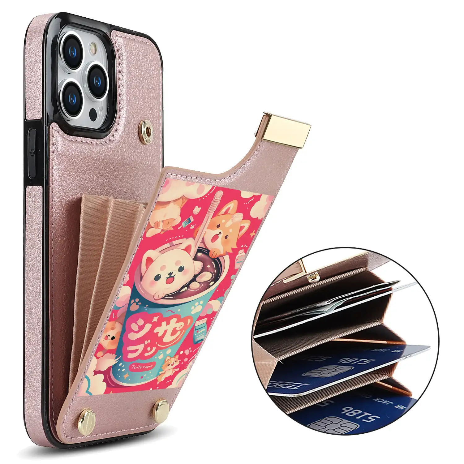 來圖客製化卡槽皮甲殼 color-3 | 創意PP熊|客製化手機殼專家 來圖客製化 粉色 卡槽皮質殼