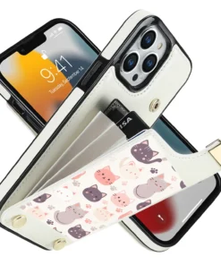 來圖客製化 白色 卡槽皮質殼