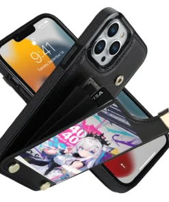 來圖客製化黑色卡槽皮質殼