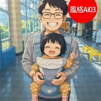 似顏繪-二次元動漫卡通化可愛似顏繪風格 AI03-6 | 創意PP熊|客製化手機殼專家 PPBears 照片卡通化服務,二次元動漫風格 AI03,將家庭照片轉換為可愛插畫