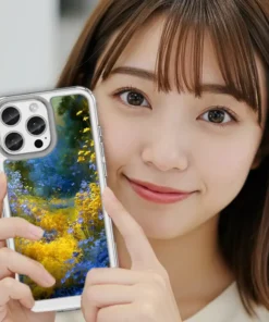 Alternative view of 山谷之語・黃藍花坡磁吸支架款 客製化訂製手機殼 E070