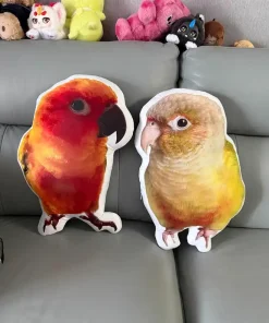 鸚鵡造型客製化抱枕，雙色寵物抱枕展示