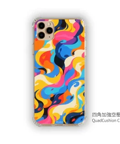 糖彩浪舞 K040 繽紛流線風格客製化手機殼｜四角防摔透明＋UV 高解析印刷