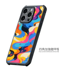 糖彩浪舞 K040 繽紛流線風格客製化手機殼｜四角防摔透明＋UV 高解析印刷