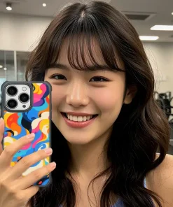糖彩浪舞 K040 繽紛流線風格客製化手機殼｜四角防摔透明＋UV 高解析印刷