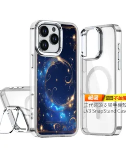 星河金月星空新月風格 彩甲防摔 客製化手機殼|午夜藍×金色流光+UV 高解析