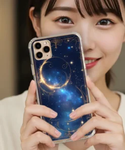 星雲弦月 H028 星空新月風格 彩甲防摔 客製化手機殼｜UV 高解析