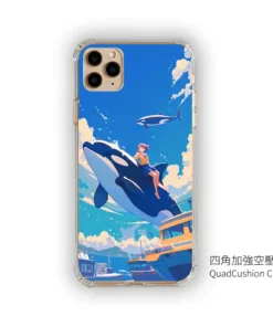 港灣馭鯨 L097 清爽插畫 彩甲防摔 客製化手機殼|少女×虎鯨×港口船隻|UV 高解析