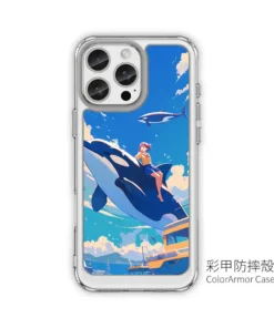 港灣馭鯨 L097 清爽插畫 彩甲防摔 客製化手機殼|少女×虎鯨×港口船隻|UV 高解析