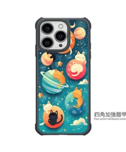 喵喵群星夜 C166 可愛插畫 透明防摔 客製化手機殼｜睡覺貓咪×行星×星座夜空