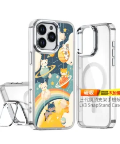 喵喵行星樂園 C164 可愛插畫 透明防摔 客製化手機殼｜貓咪×行星×彩虹×星空｜四角加強空壓殼 UV 高解析