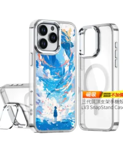 晴空雲渦 L098 清爽插畫 彩甲防摔 客製化手機殼｜雲層漩渦×藍天×少女剪影｜UV 高解析