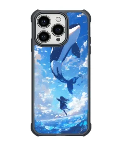 天穹躍鯨 L096 奇幻插畫 彩甲防摔 客製化手機殼｜虎鯨躍起×少女×藍白雲海｜UV 高解析