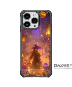 幻燈街祭 GR023 四角加強空壓 客製化手機殼｜魔女 燈籠 夜街 黃紫光影