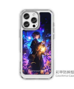 幻夜燈語 GR022 四角加強空壓 客製化手機殼｜提燈少女 星燦秘林 藍紫光影