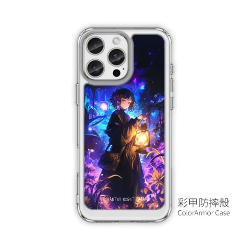 幻夜燈語 GR022 四角加強空壓 客製化手機殼｜提燈少女 星燦秘林 藍紫光影