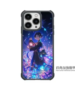 霓光夜行 GR021 四角加強空壓 客製化手機殼|提燈少女 霓虹植境 藍紫發光