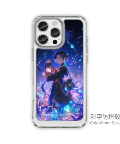 霓光夜行 GR021 四角加強空壓 客製化手機殼｜提燈少女 霓虹植境 藍紫發光