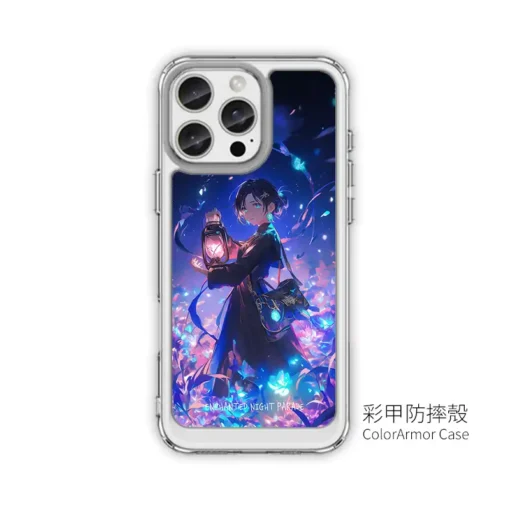 霓光夜行 GR021 四角加強空壓 客製化手機殼｜提燈少女 霓虹植境 藍紫發光