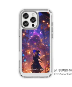 星夜遊行 GR024 四角加強空壓 客製化手機殼｜魔女 星燈 夜空 紫橙光影