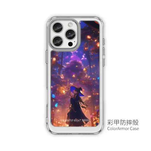 星夜遊行 GR024 四角加強空壓 客製化手機殼｜魔女 星燈 夜空 紫橙光影