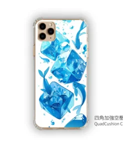 PPBears 客製化手機殼 - 冰海小冒險系列，藍色清涼冰晶與海洋幾何設計防摔殼