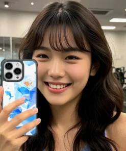 PPBears 客製化手機殼 - 冰海小冒險系列，藍色清涼冰晶與海洋幾何設計防摔殼