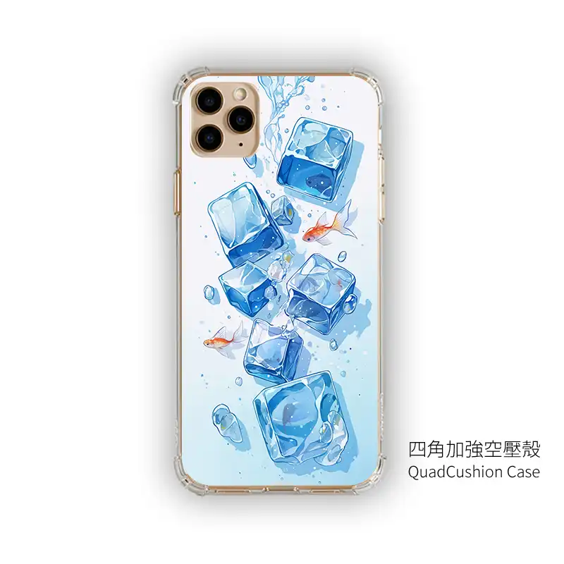 冰藍方塊瀑布CUTE172|客製化手機殼手機殼推薦似顏繪手機保護殼千種型號支援 3 | 創意PP熊|客製化手機殼專家 PPBears 客製化手機殼 - 冰海小冒險系列,藍色清涼冰晶與海洋幾何設計防摔殼