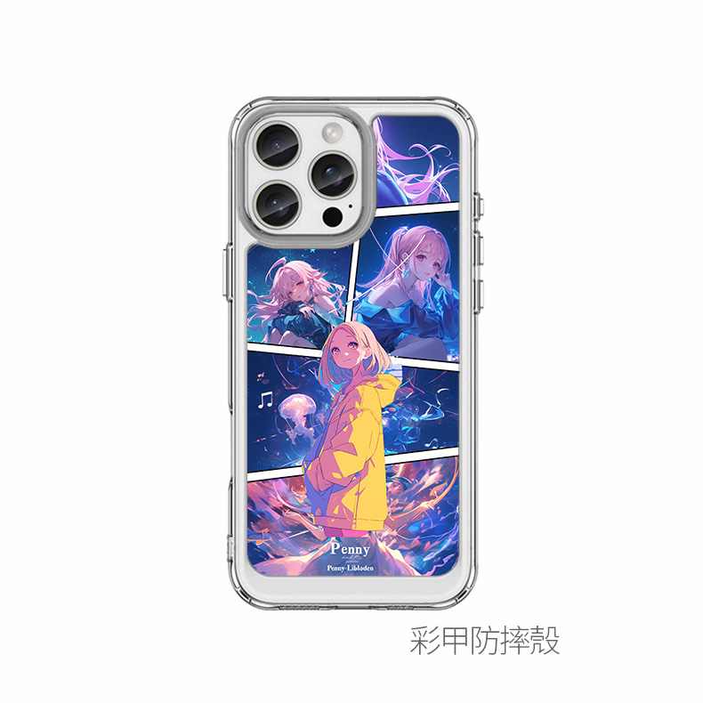 iphone手動漫拼貼風客製化手機殼-支援載具條碼與多圖排版 | 創意PP熊|客製化手機殼專家 客製化動漫風格拼貼手機殼範例,包含多張照片排版、專屬名字、日期與電子發票載具條碼整合設計。