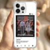 客製化 iPhone 手機殼ig風格設計示意圖，可自由更換照片的透明防摔 iPhone 手機殼