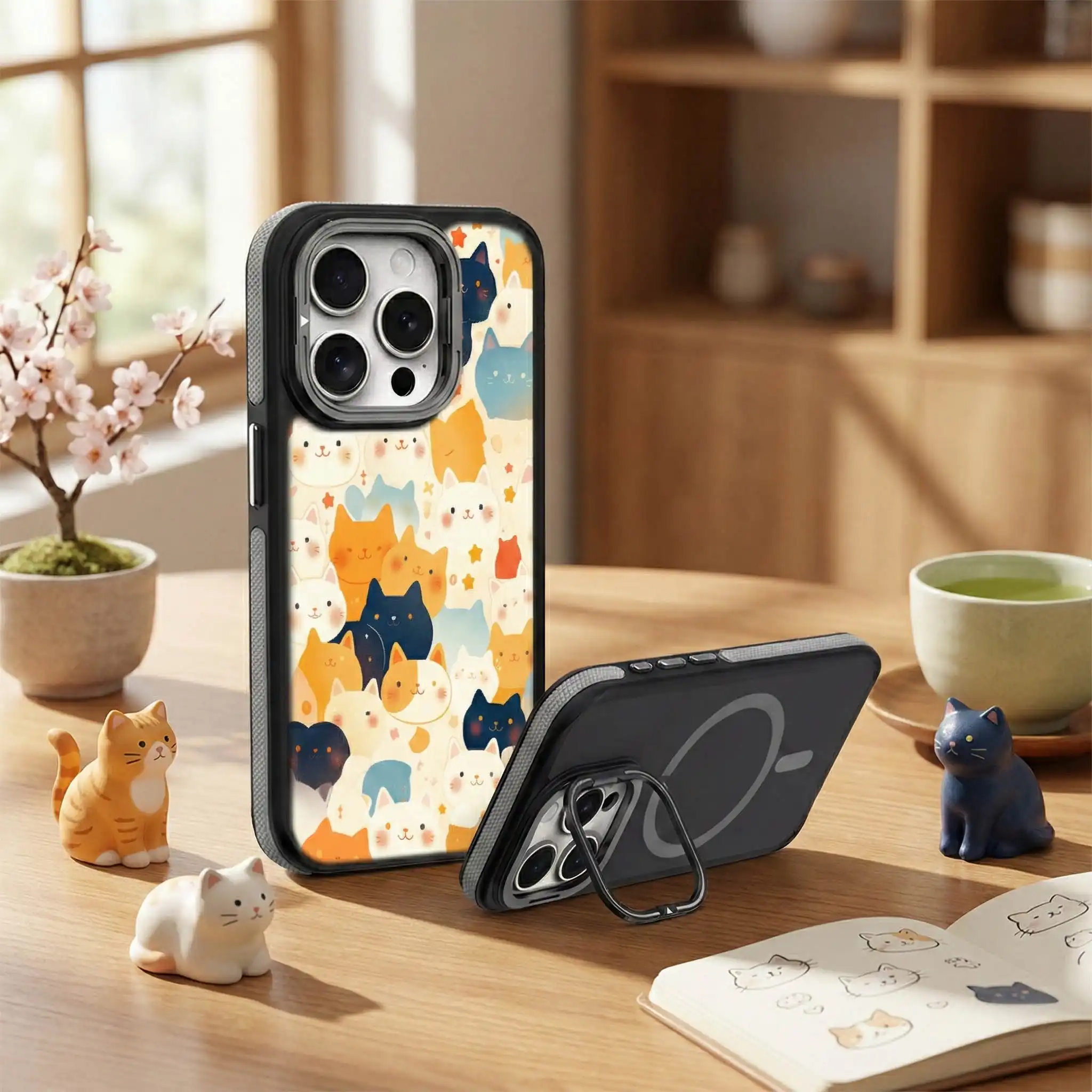 暮光喵喵樂園 貓咪插畫二代鏡頭支架客製化手機殼創意PP熊 6 | 創意PP熊|客製化手機殼專家