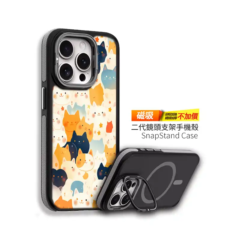 暮光喵喵樂園 貓咪插畫二代鏡頭支架客製化手機殼創意PP熊 1 | 創意PP熊|客製化手機殼專家