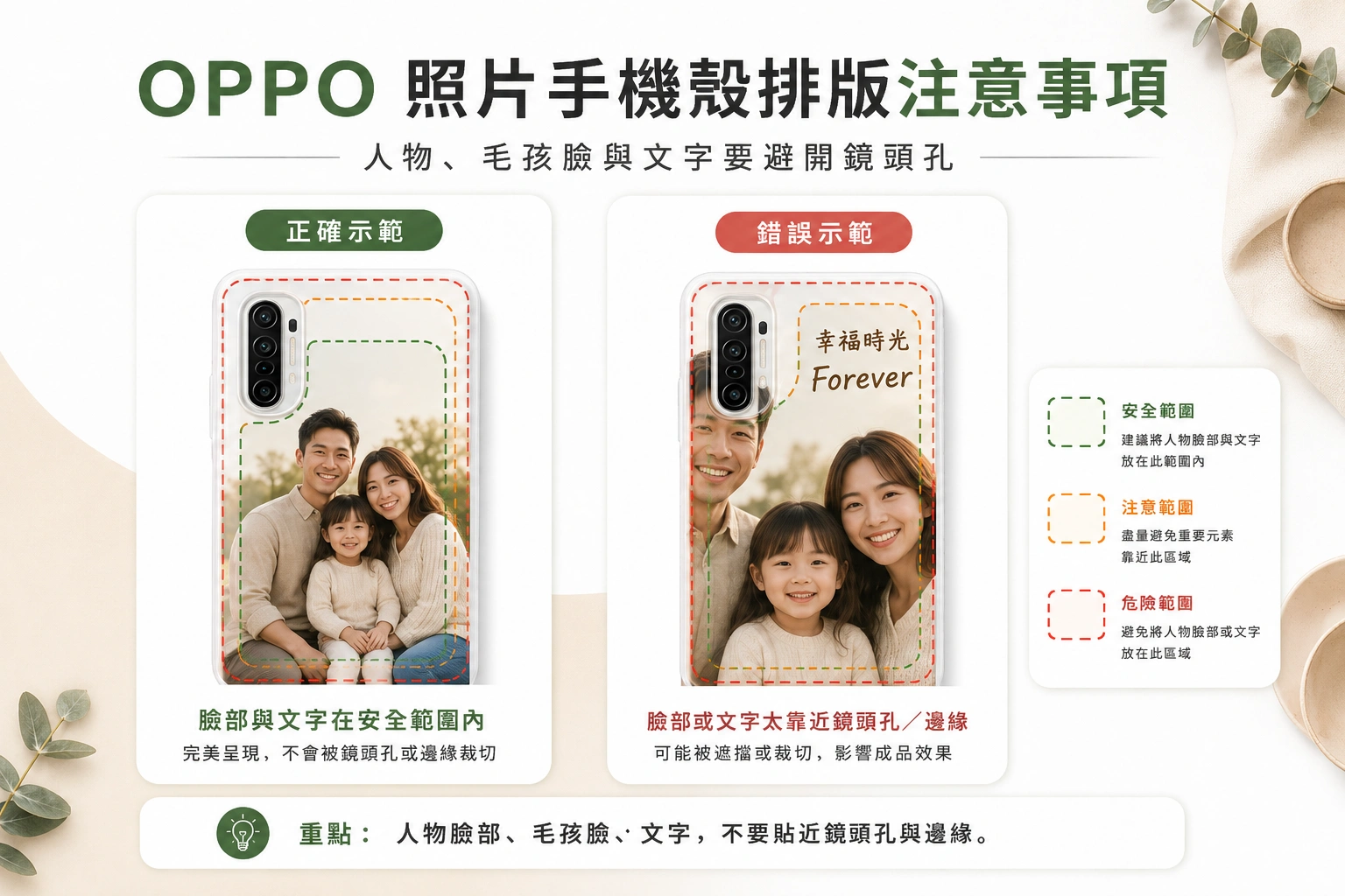 oppo-phone-case-model-guide 6 | 創意PP熊|客製化手機殼專家 OPPO 照片手機殼排版注意事項,人物臉部、毛孩臉與文字要避開鏡頭孔和邊緣