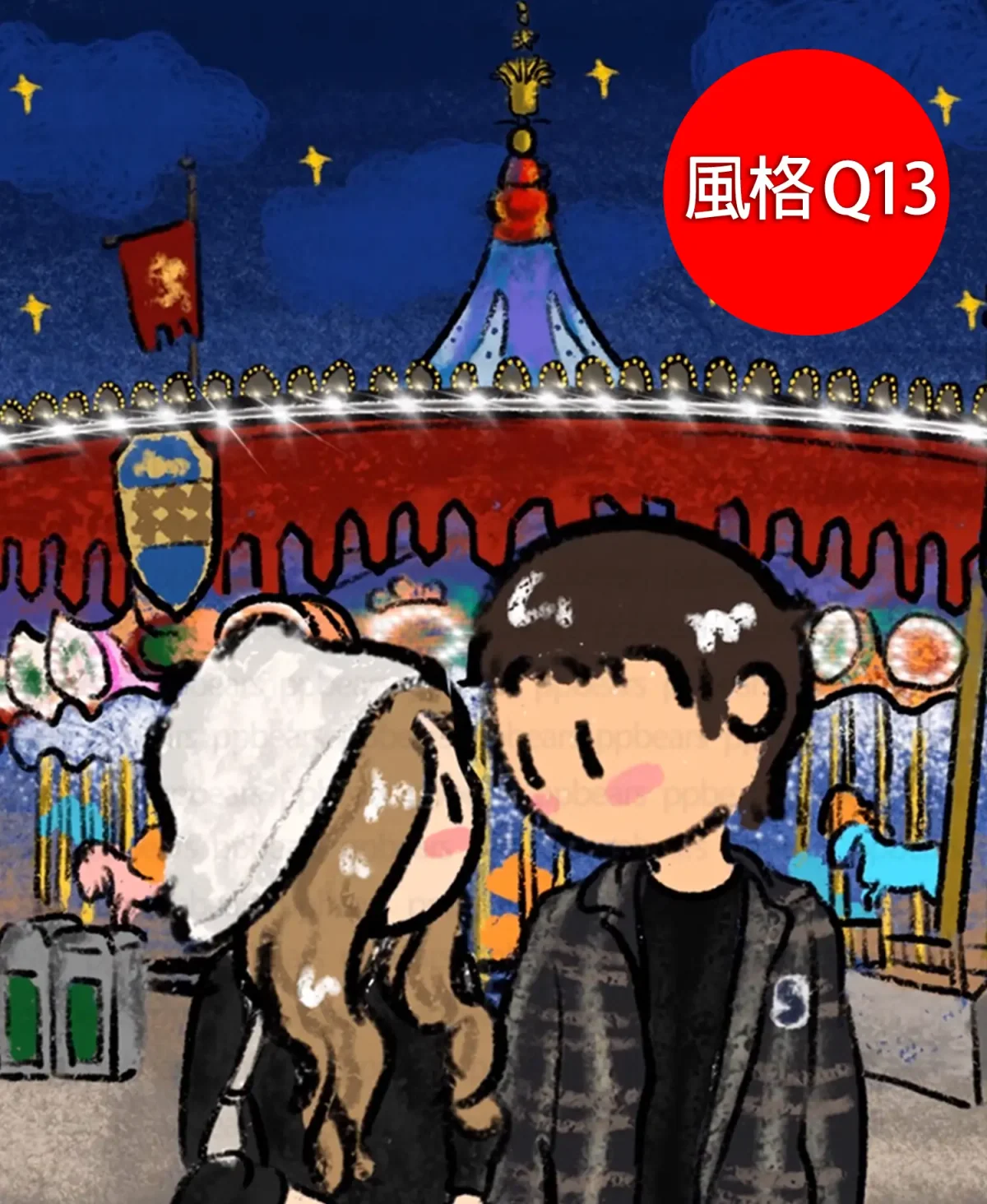 似顏繪-蠟筆風照片卡通化似顏繪Q版可愛風格 Q13