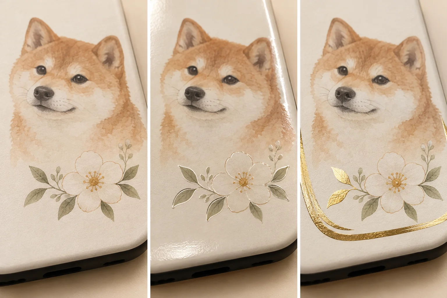 平面彩印、透明亮面紋理與局部線條浮雕、金屬點綴的工藝放大示意